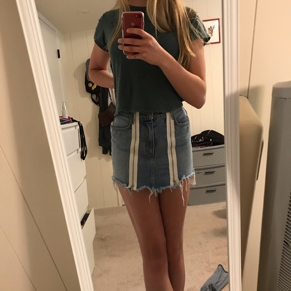 Denim High Wasted Skirt with Zippers